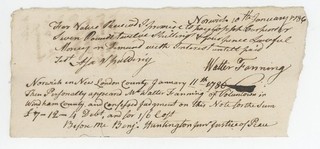 Walter Fanning American Revolutionary War Period CT Promissory Note 1786