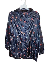 Joules Rain Coat, GoLightly, Floral, Navy, Size 12, Fall, Spring, Preppy, Hooded