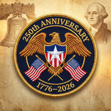 Embroidered American Eagle Patch, 250th Anniversary Patch, Patriotic USA Patch