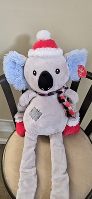 Koala Plush Winter 28'' Bouncy Accordion Long Legs Arms Scarf with Santa Hat