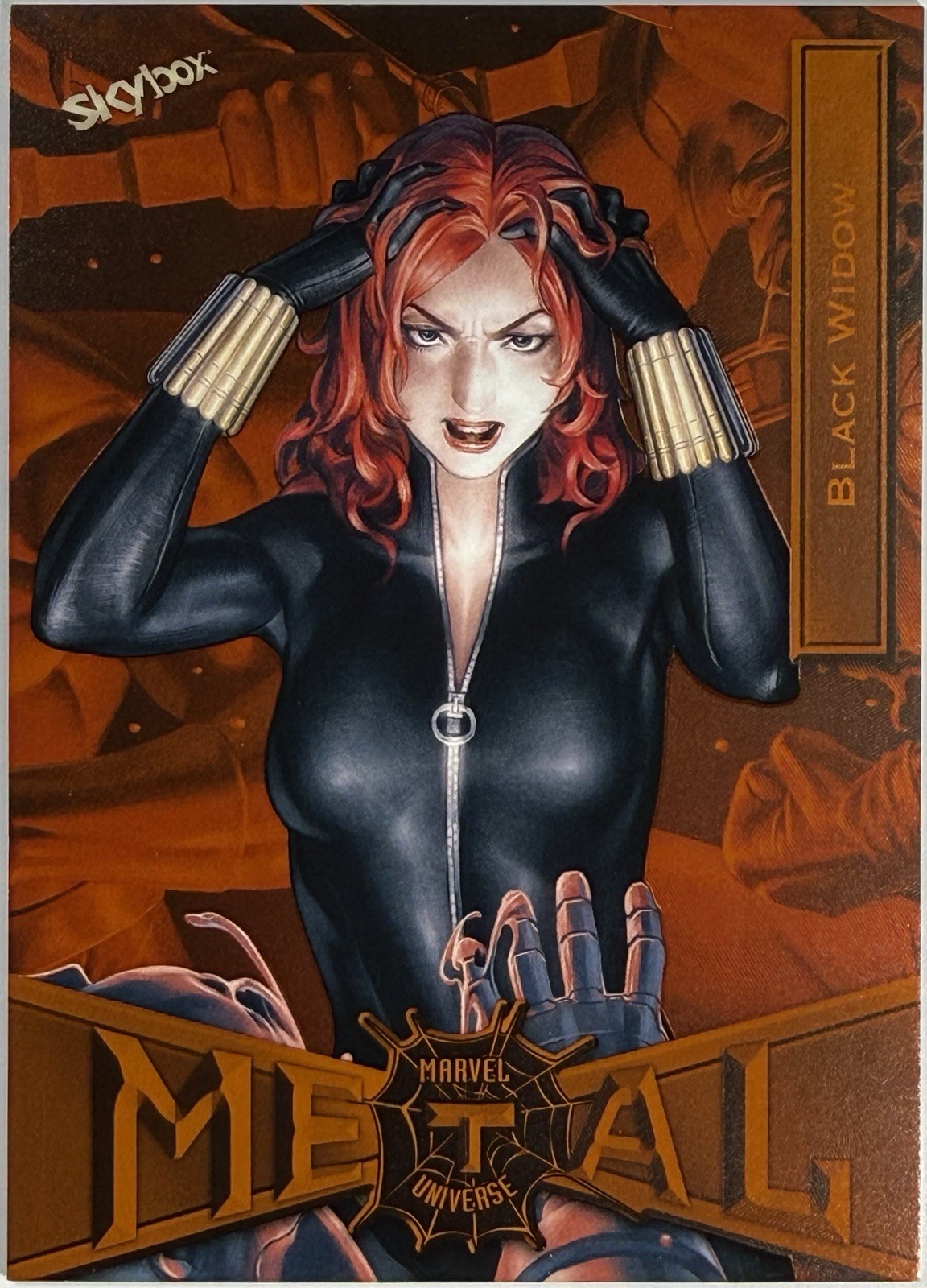 2022 Marvel Metal Universe Spider-Man Orange Light FX 18/25 Black Widow #13
