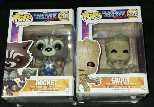 Funko Pop! Marvel Guardians of the Galaxy 2 Rocket #201 & Groot #202 Set of 2
