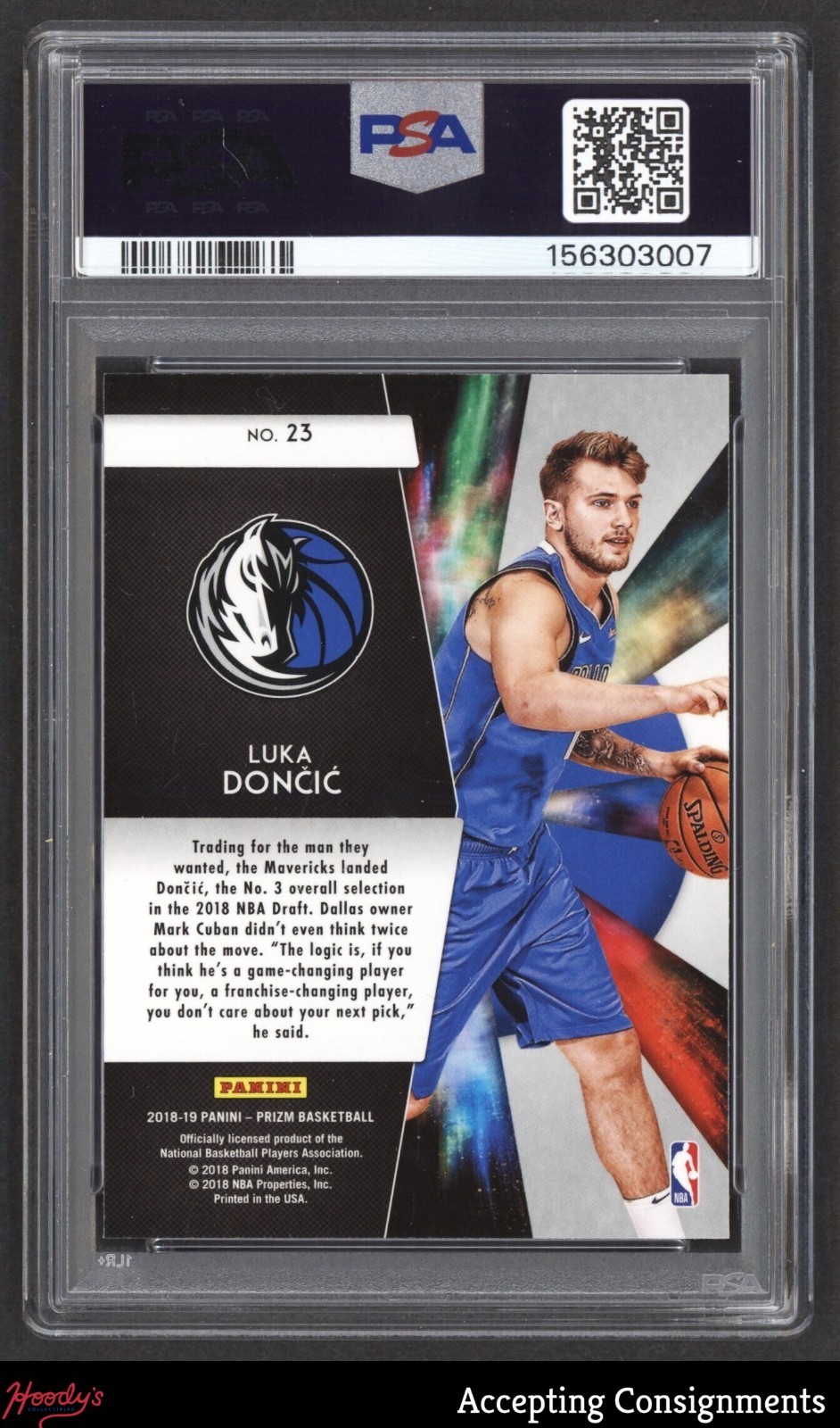 2018-19 Panini Prizm Freshman Phenoms #23 Luka Doncic ROOKIE RC PSA 8 NM-MT view 2