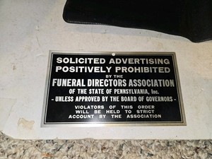 6 Vintage Funeral Directors Association Sign,Forest Hills Cemetery,Boyertown Box
