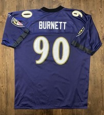 Camiseta de fútbol americano Baltimore Ravens Rob Burnett #90 rebook para hombre XL púrpura de colección rara
