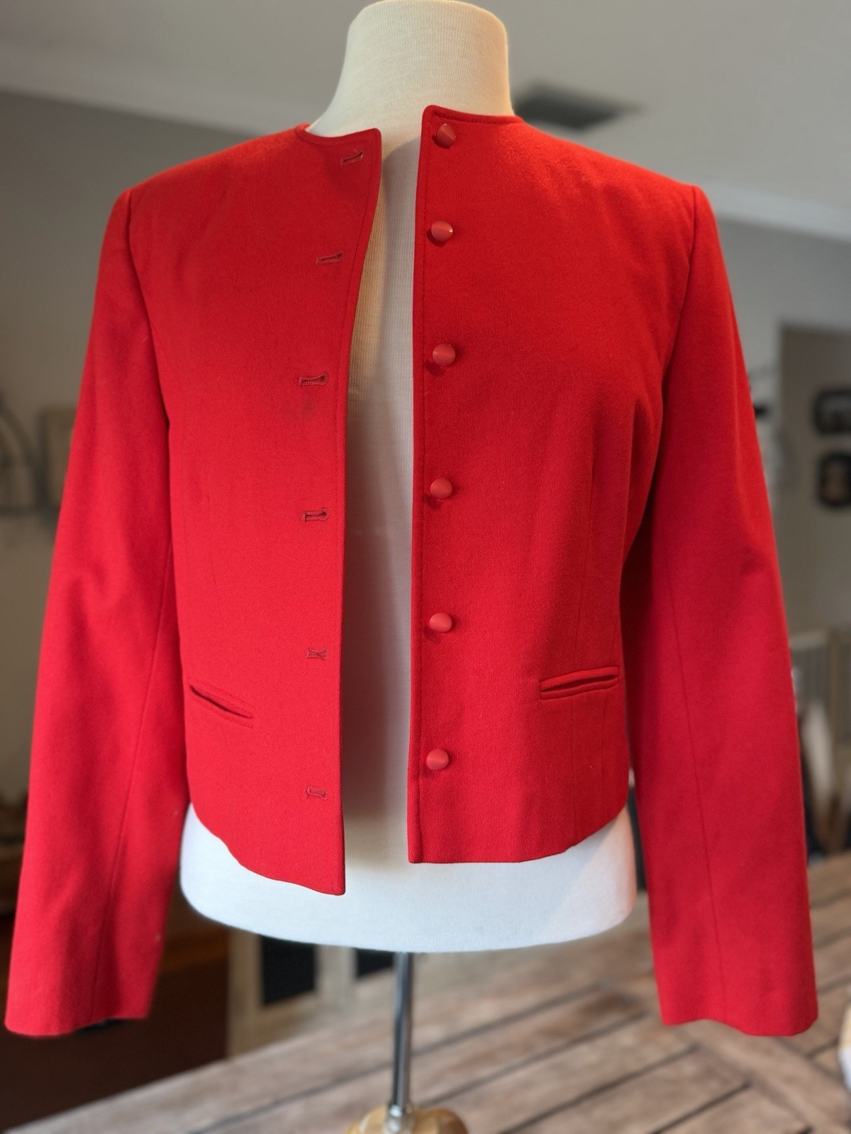 Vintage Pendleton Red Wool Cropped Jacket USA Mad… - image 1