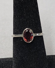 Red Garnet Sterling Silver Ring sz 6