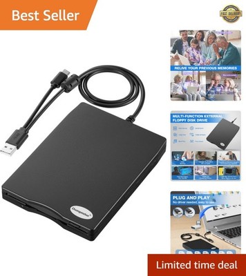 Floppy Disk Reader 3.5 inch External USB Floppy Disk Drive Floppy Disc Reader...
