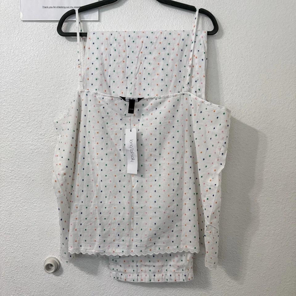 Conjunto de Pijama LTS Largo Alto Sally Talla 16 Lunares Arco Iris Bordado Elegante Ropa de Salón Foto 3 de 4