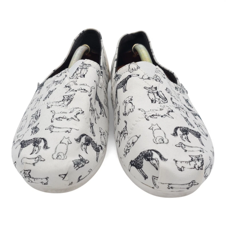 Zapatos planos sin cordones de lona Bobs for Dogs blancos negros con estampado de perro para mujer talla 6,5 Foto 4 de 4