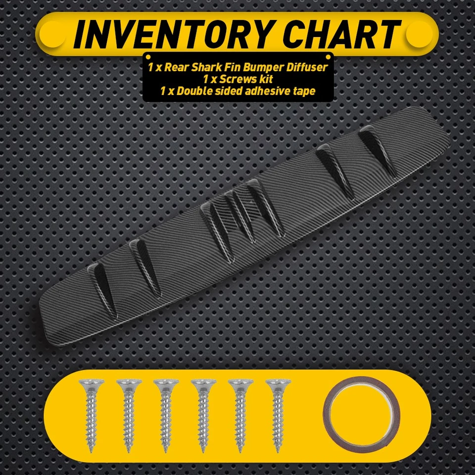 33in Carbon Fiber Car Bumper Rear Spoiler Splitter Trim Diffuser Universal Wing - Image 4 of 4