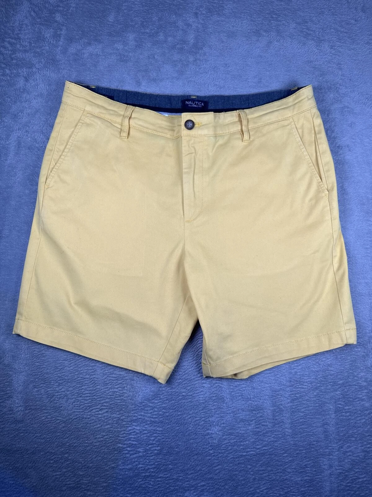 Nautica Flex Classic Fit Men's Chino Shorts Yellow Size 34W