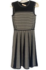 Tory Burch Women’s XS (but stretchy!) Black White Midi Designer Printed Dress