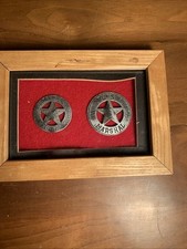 Old West Replica Texas Ranger Federal & US Marshall Sheriff Badges W/ Frame