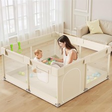 Beige Small Baby Playpen 47x47in Playpen Babies Toddlers Safe Indoor Play Pen