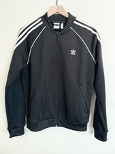 Adidas Trefoil Track Jacket Black Women  s Medium Full Zip 3 Stripe CE2392