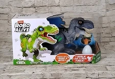 Zuru Robo Alive Attacking T-Rex & Surprise Egg Glow In The Dark Dino Slime Gray
