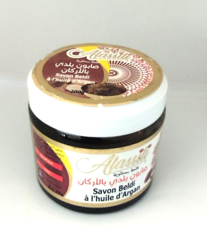 Savon noir naturel gommage exfoliant corps à l'huile d'argan 2x200g peau douce