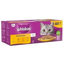 WHISKAS 1+ Adult Wet Cat Food Pouches 40 x 85 g Poultry Selection Healthy UK 4.19 per kilo