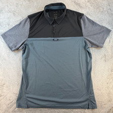 Oakley Golf Polo Shirt Men  s M Gray Black Colorblock Short Sleeve