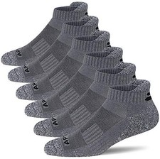 APTYID Men's Cushioned Athletic Running Ankle Socks 6 Pairs 9-12