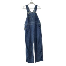 VTG OshKosh Bib Overalls 38x31 Blue Carpenter Union Made Vestbak Workwear Read