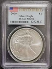 2009 $1 PCGS MS70 AMERICAN SILVER EAGLE - FIRST STRIKE - FLAG LABEL - MS 70