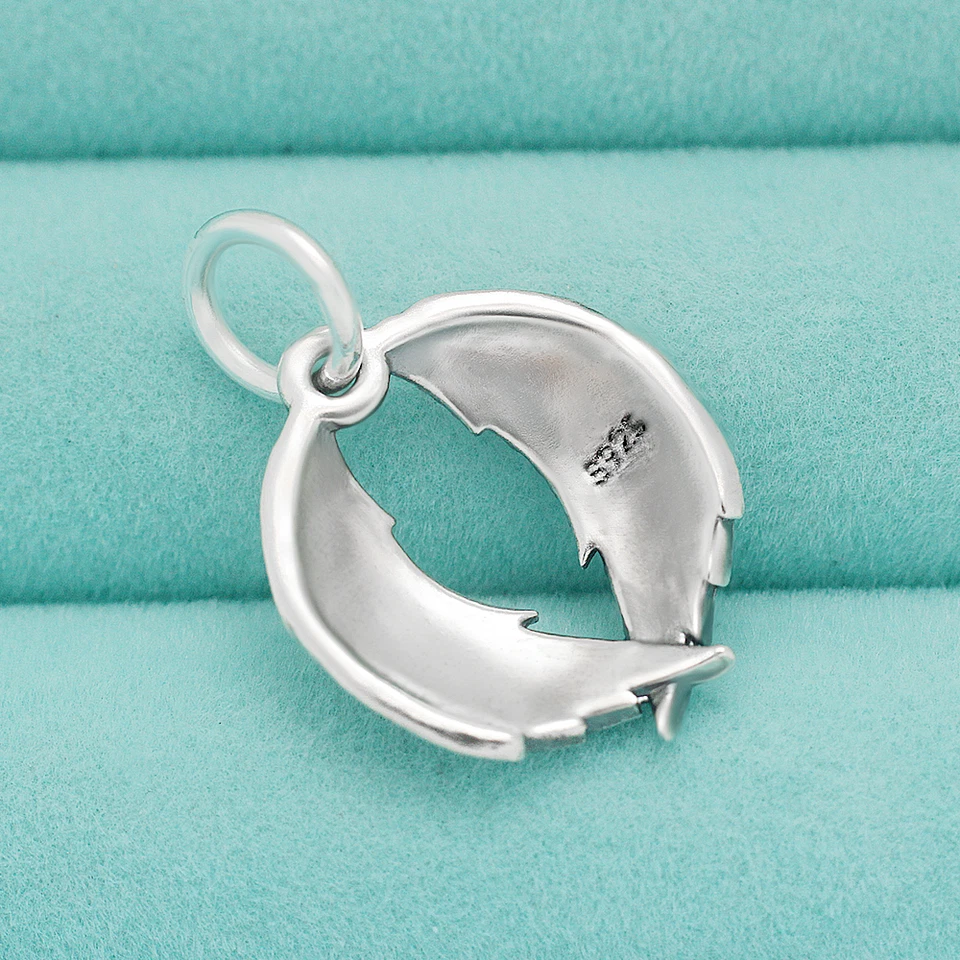 Colgante de plata de ley 925 con alas de ángel dobles en forma de corazón ala guardiana Foto 3 de 4