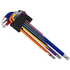 9 Piece Hex Key Ball End L Shape Colorful Handles High Grade Steel Wrench Set