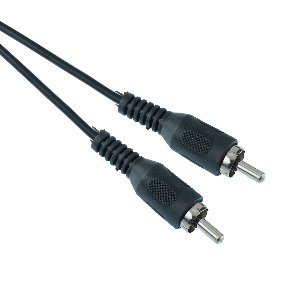 Black 2m Male to Male Plug RCA Phono Cable Lead AV Audio Video PC TV CCTV