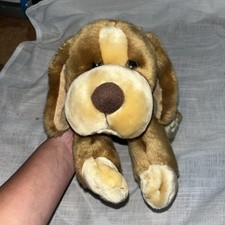Toys R Us Animal Alley Laying Brown Darby Puppy Dog Large Plush 16  Vintage 2000