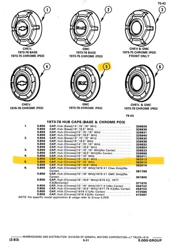 Set (4) 1973-1987 GMC Sierra 1500 1/2 Ton Truck Dog Dish Hubcaps GM OEM 362012 - Picture 12 of 13