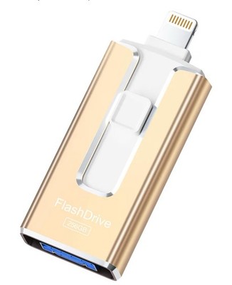 MFi Certified 256GB Flash Drive for iPhone iPad, Easy External Memory Storage