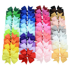 40PCS 3 Inch Hair Bows for Girls Grosgrain Ribbon Toddler Accessories with Allig