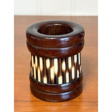 African Porcupine Quill Wood Toothpick Holder Miniature Handcrafted Cup