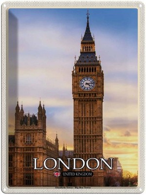 Blechschild 40x30 cm London Elizabeth Tower Big Ben Bildmotiv Reisemotiv Abenteu