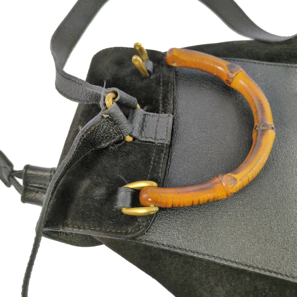 Year End Gucci Bamboo Drawstring Mini Leather Bag… - image 8