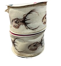 Burlap Ribbon Lot Of 2 Deer Rustic Farmhouse ...