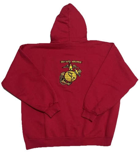 Marine Corps Hoodie Sweatshirt Mens Size 2XL Red Embroidered Simper Fidelis USMC - Picture 2 of 15