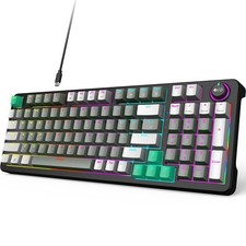 GEEZER Mechanical Gaming Keyboard with LED Backlit, Blue Switch, Volume Knob,...