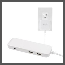 Philips 6ft USB Extension Bar with 3-Ports 2 USB-A 1 20W USB-C