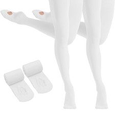 HETH Ballet Tights for Girls Toddler Dance Outfits 2 pairs White 5-8Y