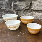 Pyrex VTG Butterfly Gold Mixing Nesting Bowls Set Of 4 401 402 403 404 MCM