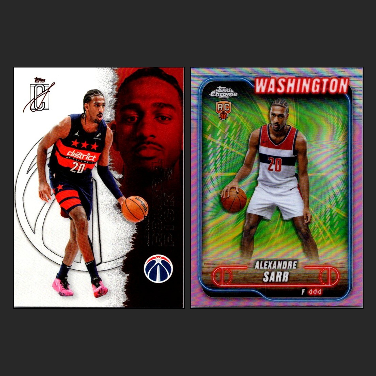Alex/Alexandre Sarr 2 Card Lot 2026 Topps #66 Topps Chrome RC #136 Wizards