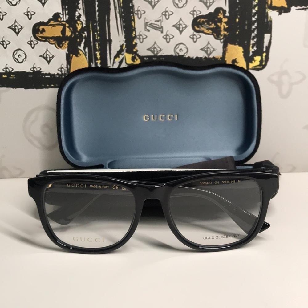 Luxury New Authentic Gucci GG1344O 005 Eyeglasses LUXURY NEW AUTHENTIC GUCCI GG1344O 005 BLACK SQUARE  main image 4