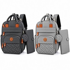Wickelrucksack Wickeltasche Baby Set Wickelunterlage Kinderwagenbefestigung Grau