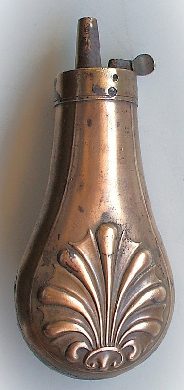 Antique Brass & Copper Pistol Powder Flask Shell Design 4.5" Repair