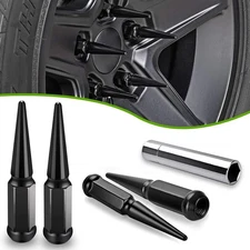 24PCS 14mmx1.5 Black Wheel Spike Lug Nuts For Chevy GMC Silverado 1500