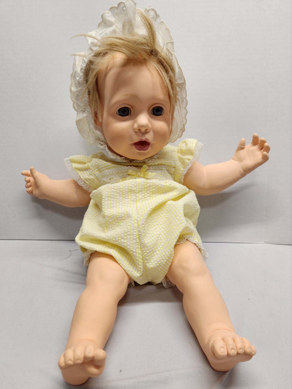 Hasbro Vintage Real Baby Doll 1980&rsquo;s With Yellow Romper Se