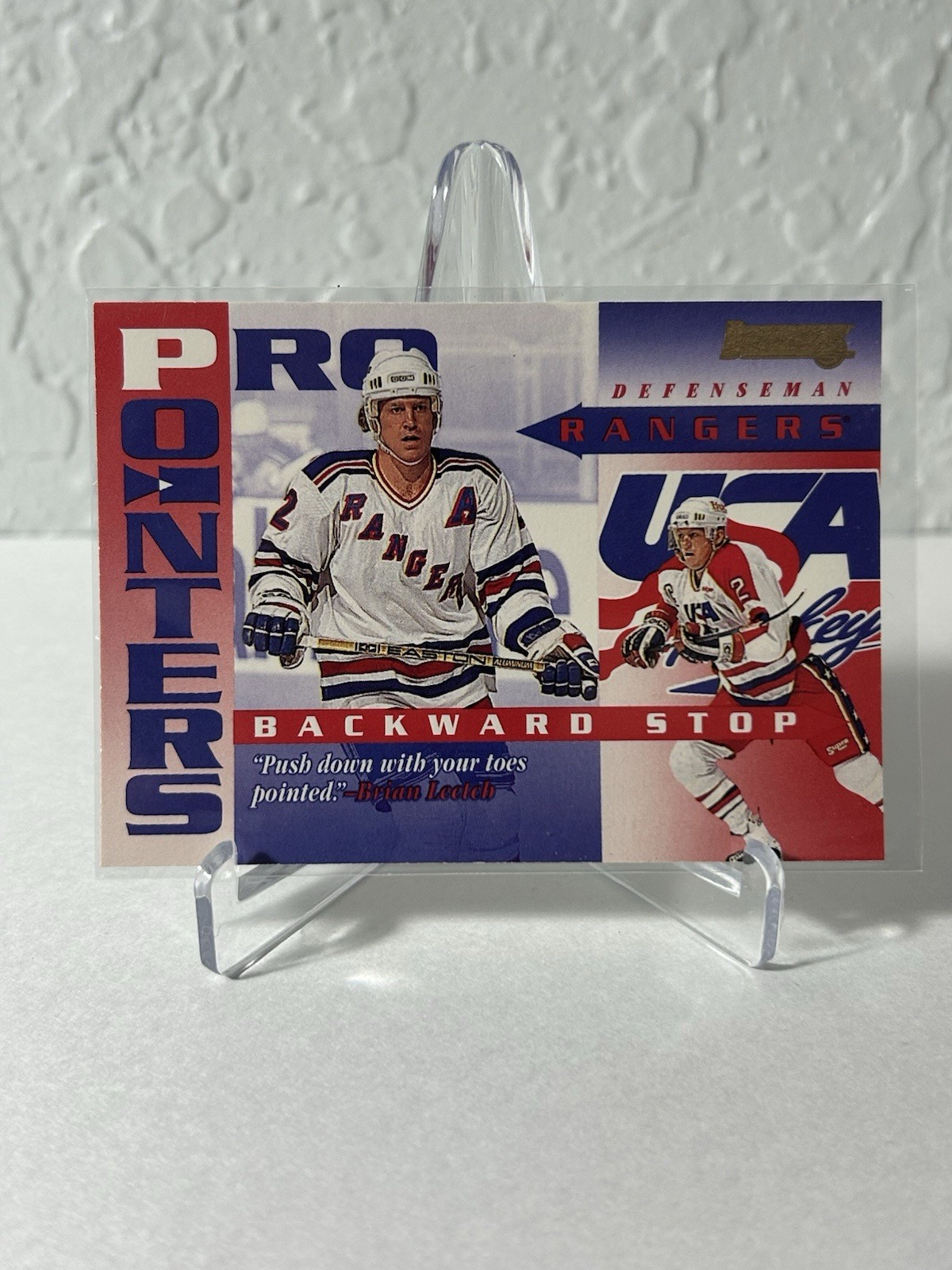 1995-96 Donruss Pro Pointers Brian Leetch Backward Stop #5 New York Rangers